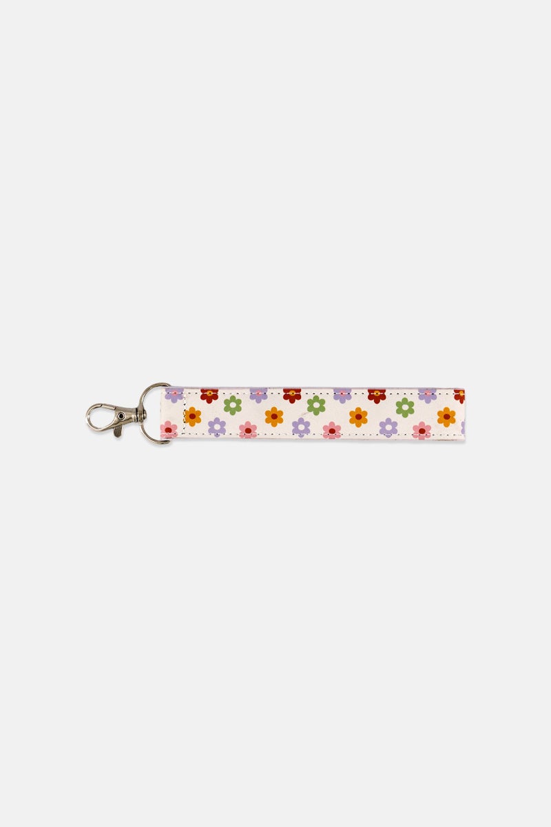 Muy Mucho Fabric Floral Print Key RIng, Multicolor - Image 1